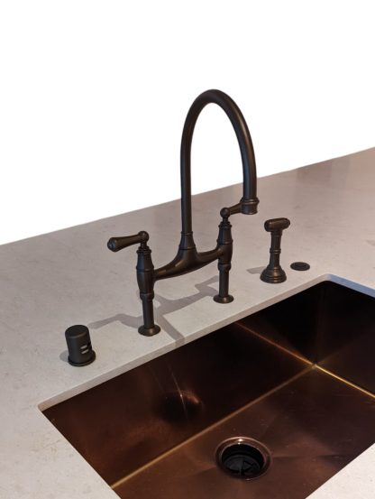 Perrin & Rowe English Bronze Georgian Era Bridge Faucet with Side Spray - Image 7