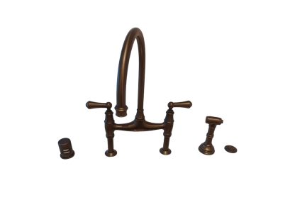 Perrin & Rowe English Bronze Georgian Era Bridge Faucet with Side Spray