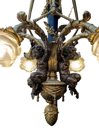 Belle Epoque Bronze 6-Arm Chandelier - Image 4