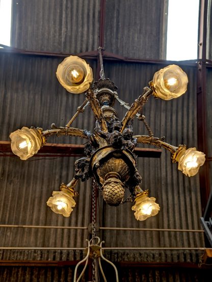 Belle Epoque Bronze 6-Arm Chandelier - Image 2