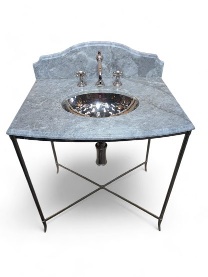 Grey Marble and Polished Nickel Washstand by Waterworks - Image 3