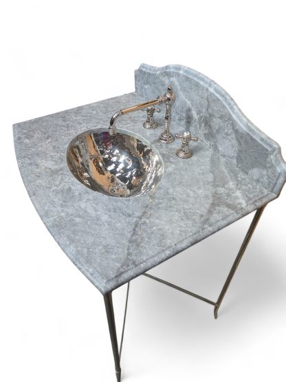 Grey Marble and Polished Nickel Washstand by Waterworks - Image 2