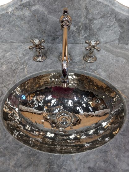 Grey Marble and Polished Nickel Washstand by Waterworks - Image 5