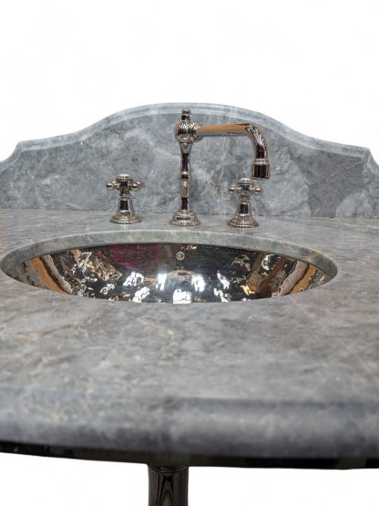 Grey Marble and Polished Nickel Washstand by Waterworks - Image 4