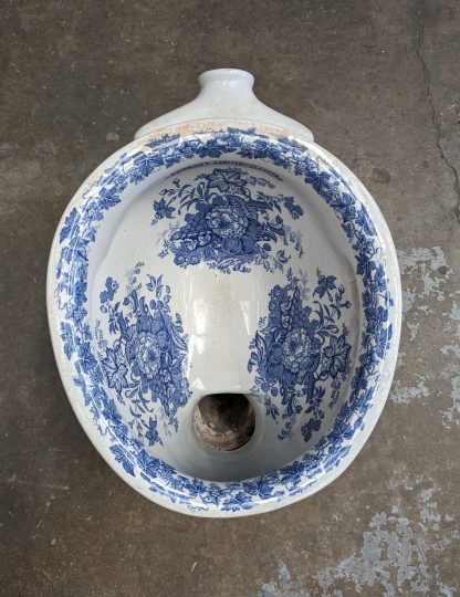 Victorian Blue Transfer-ware Toilet Bowl - Image 3