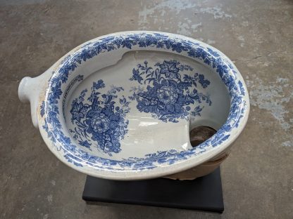 Victorian Blue Transfer-ware Toilet Bowl - Image 4