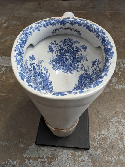 Victorian Blue Transfer-ware Toilet Bowl - Image 5