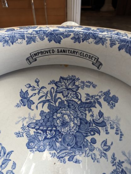 Victorian Blue Transfer-ware Toilet Bowl - Image 6