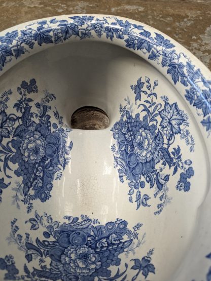 Victorian Blue Transfer-ware Toilet Bowl - Image 7