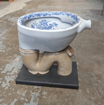 Victorian Blue Transfer-ware Toilet Bowl - Image 2