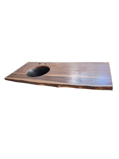 Live Edge Walnut Countertop And Hammered Copper Sink