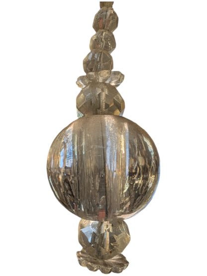 Antique 2-Tiered French Crystal and Brass Beaded Chandelier - Image 6