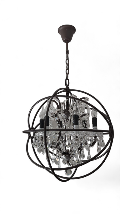 Iron and Crystal Sphere Chandelier From Elegant Lighting's Geneva Collection - Image 5