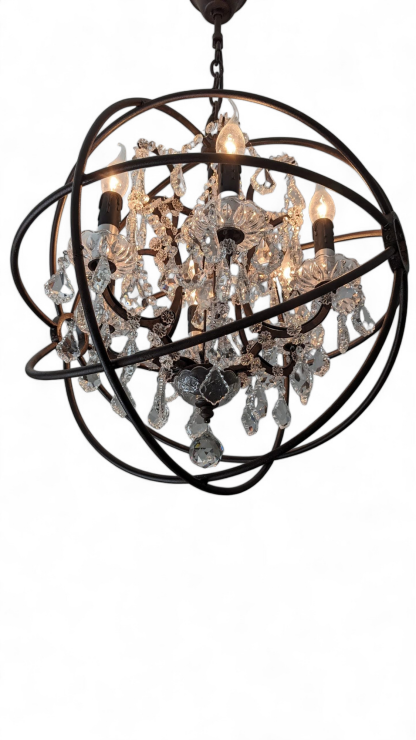 Iron and Crystal Sphere Chandelier From Elegant Lighting's Geneva Collection