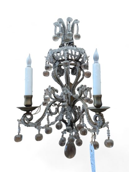 Gilt Brass and Apple-Drop Crystal Chandelier Sconce - Image 3