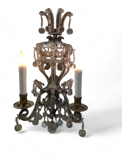 Gilt Brass and Apple-Drop Crystal Chandelier Sconce - Image 8