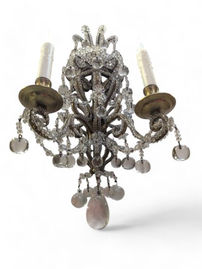 Gilt Brass and Apple-Drop Crystal Chandelier Sconce - Image 7