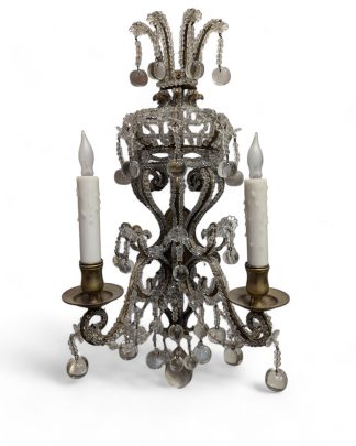 Gilt Brass and Apple-Drop Crystal Chandelier Sconce