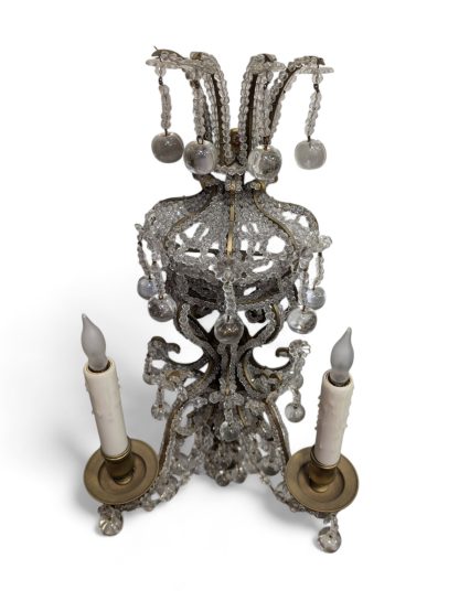 Gilt Brass and Apple-Drop Crystal Chandelier Sconce - Image 6