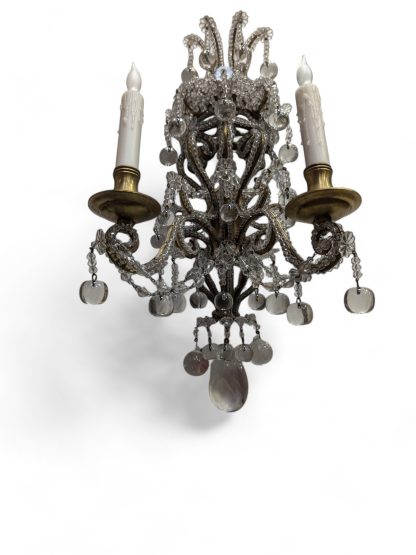 Gilt Brass and Apple-Drop Crystal Chandelier Sconce - Image 9