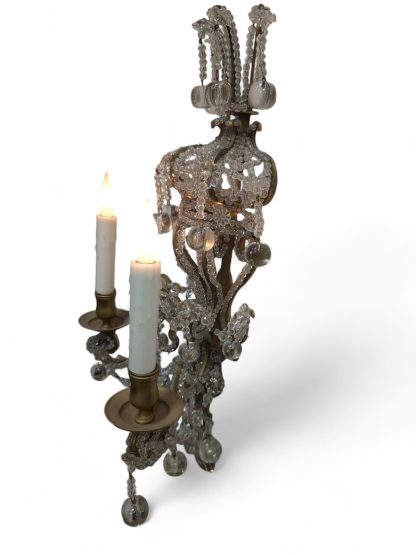 Gilt Brass and Apple-Drop Crystal Chandelier Sconce - Image 2