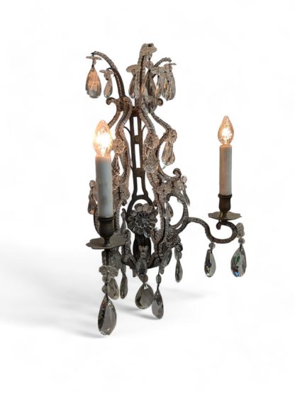 Gilt Brass and Crystal Chandelier Sconce - Image 4