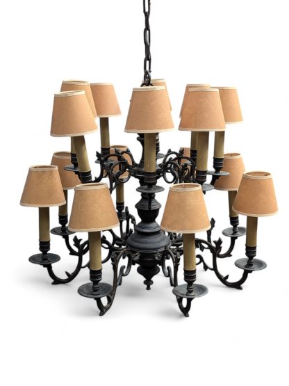 2-Tiered Dark Bronze Dutch Colonial Chandelier - Image 7