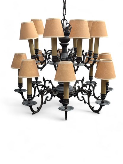 2-Tiered Dark Bronze Dutch Colonial Chandelier - Image 8