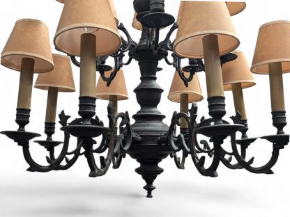 2-Tiered Dark Bronze Dutch Colonial Chandelier - Image 3