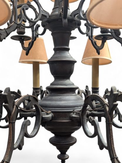 2-Tiered Dark Bronze Dutch Colonial Chandelier - Image 9